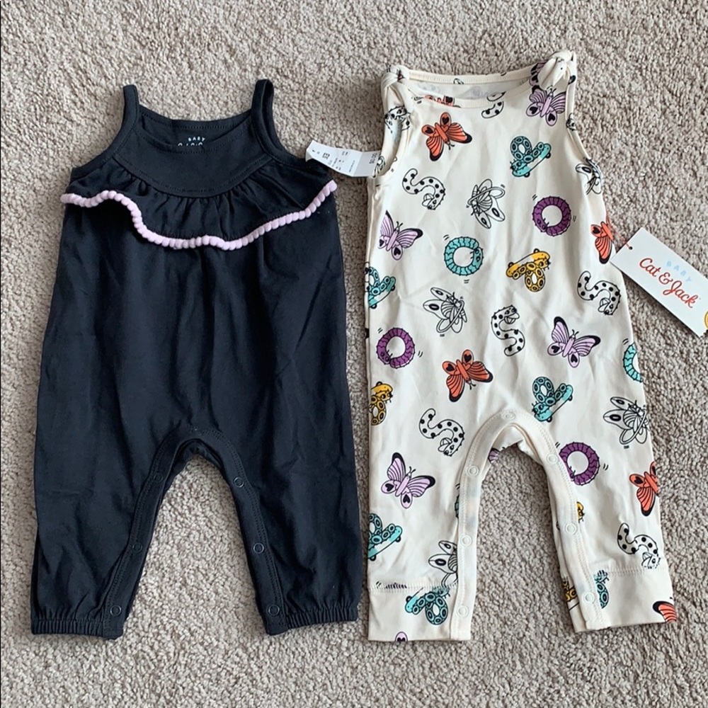 NWT NB girls 2 piece rompers